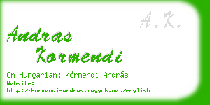 andras kormendi business card