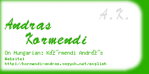 andras kormendi business card
